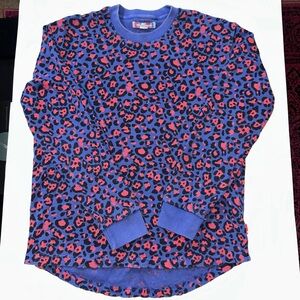 Urban Outfitters Blue and Pink Leopard Print Sweater